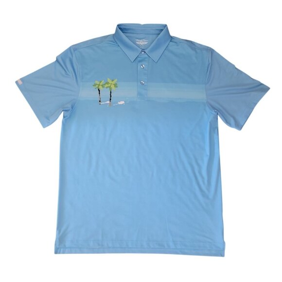 Straight Down XL Light Blue Golf Polo Shirt w/ Palm Tree Design Men's Sz XL - Picture 1 of 8